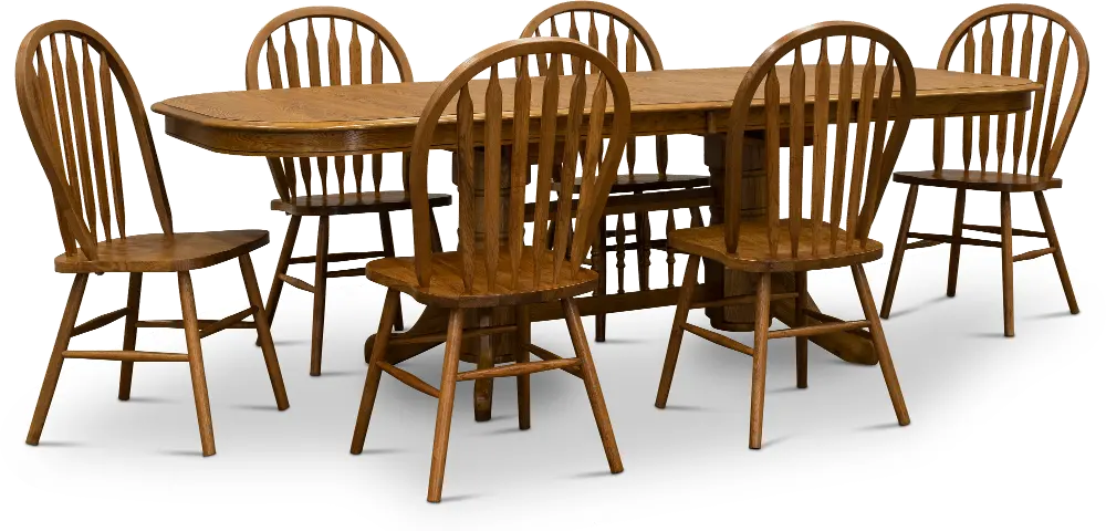 Oak Country 7 Piece Dining Set - Classic Chestnut -1