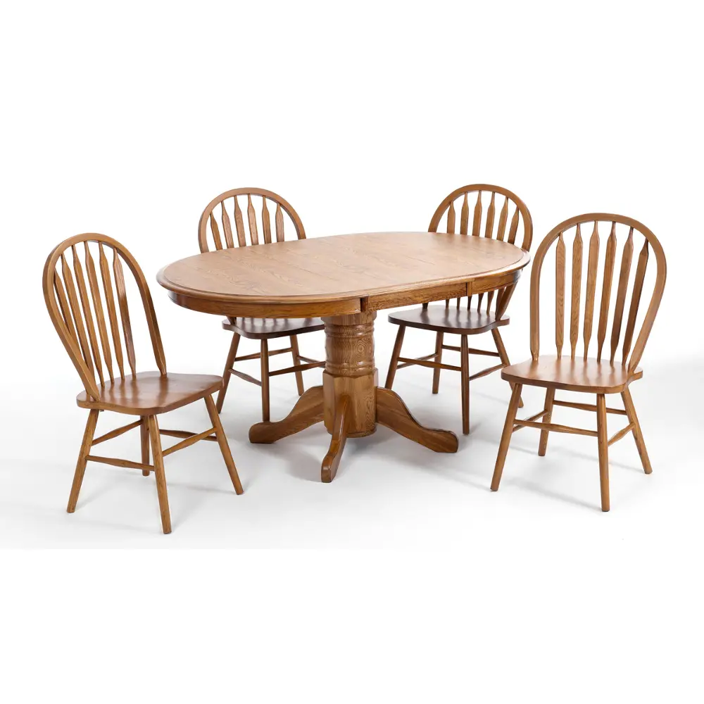 Oak 5 Piece Dining Set - Classic Chestnut Collection-1