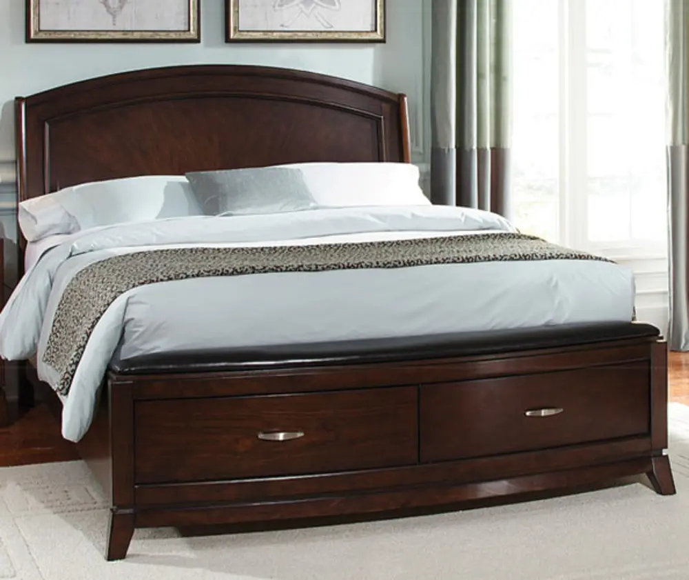 Contemporary Brown Queen Storage Bed - Avalon-1
