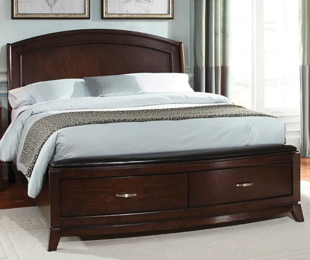 505/PLATFORMBED6/6 Contemporary Brown King Storage Bed - Avalon-1