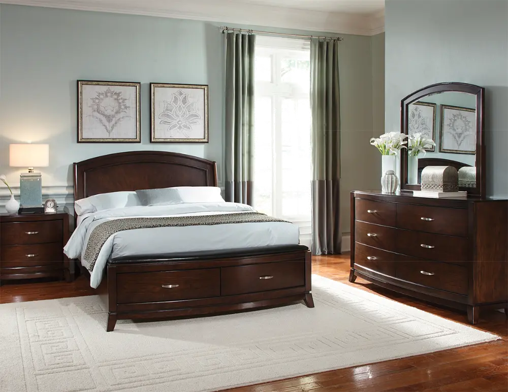 4PC:505/AVALON5/0 Contemporary Brown 4 Piece Queen Bedroom Set - Avalon-1