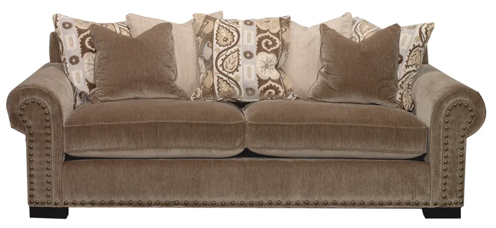 102 Inch Brown Upholstered Sofa-1