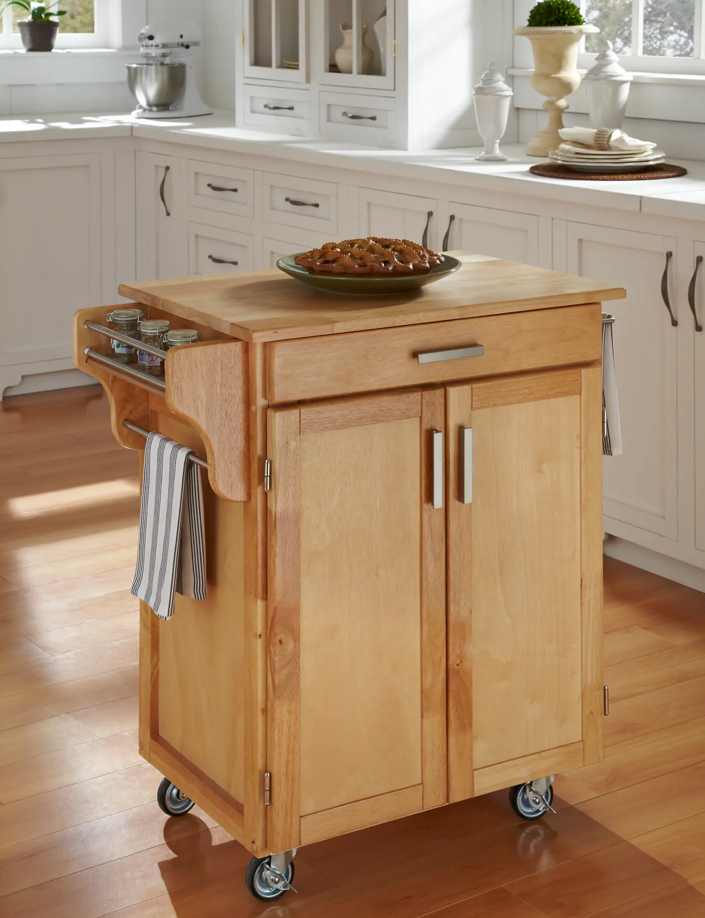 Natural Kitchen Cart with Natural Wood Top - Create-a-Cart