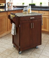 Cuisine Cart Cherry Finish with Salt & Pepper Granite Top - Create-a ...