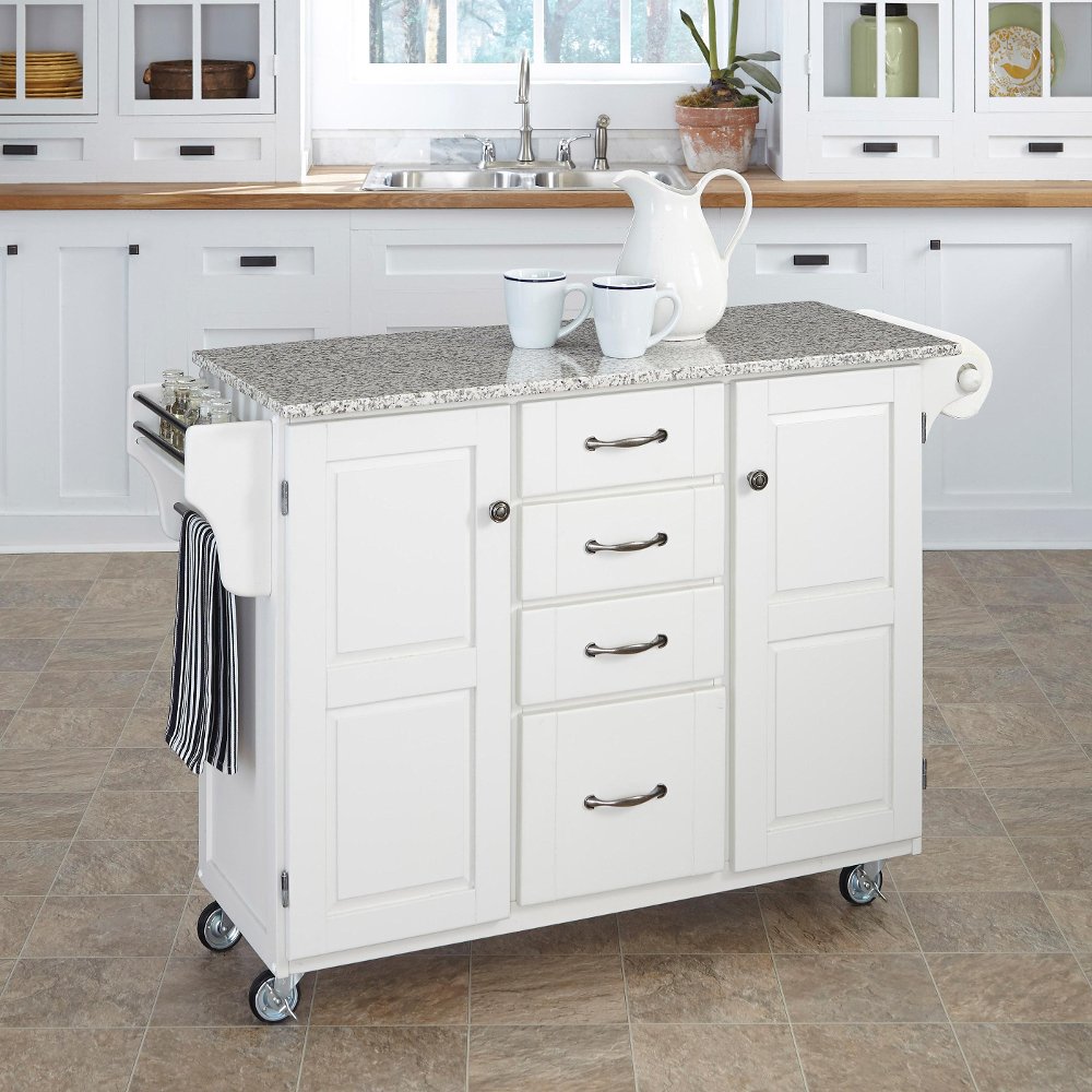 3116379 White Kitchen Cart with White and Black Granite To sku 3116379