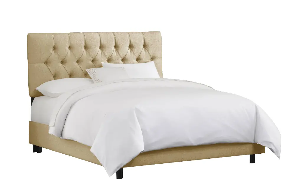 540BEDLINSAND Linen Sandstone Tufted Twin Bed -1