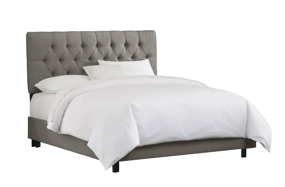 540BEDLINGRY Linen Gray Tufted Twin Bed-1