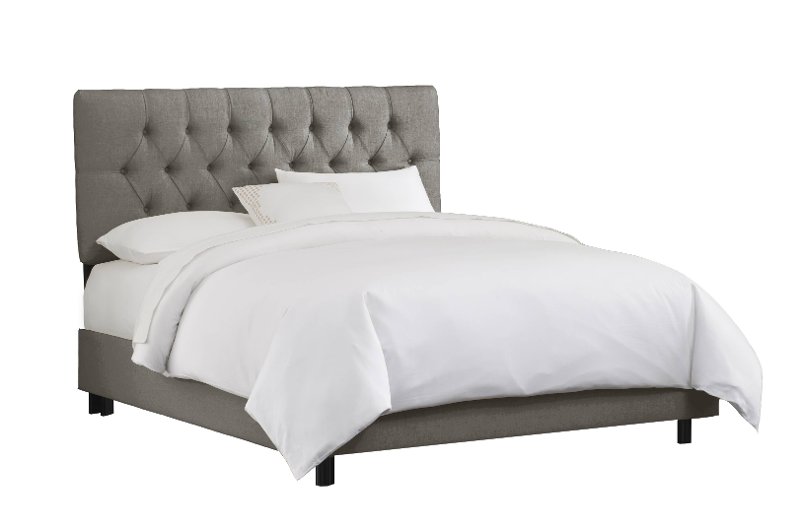 Linen Gray Tufted Queen Bed Rc Willey, Grey Tufted Bed Frame Queen