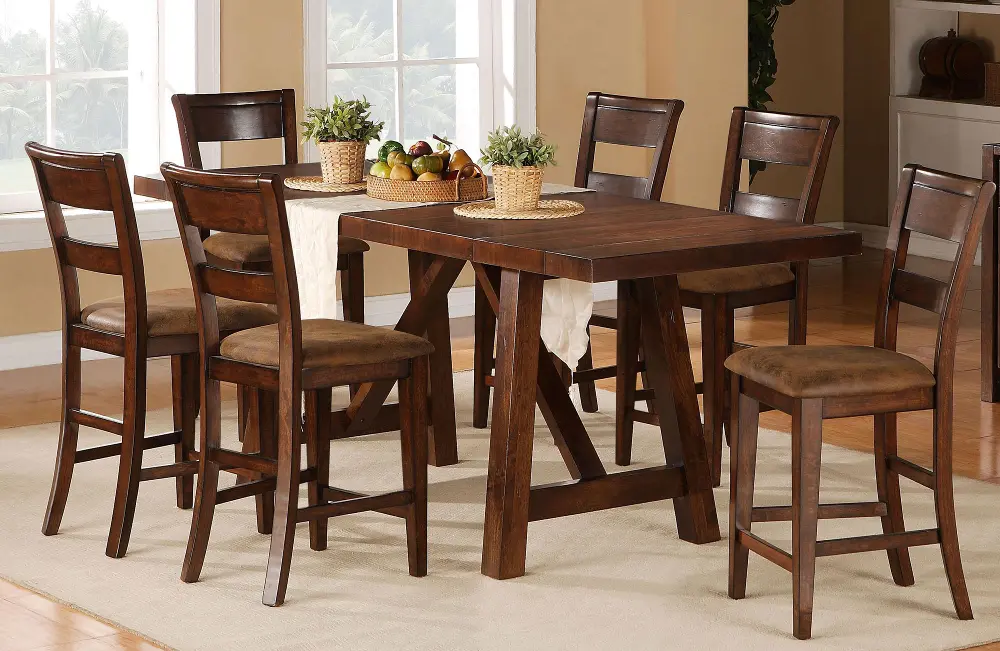 Burnished Mango Brown 5 Piece Counter Height Dining Set - Veca-1