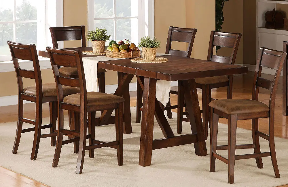Burnished Mango Brown 5 Piece Counter Height Dining Set - Veca-1