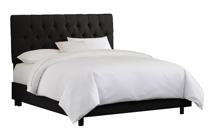 Linen Black Tufted Twin Bed Rc Willey, Upholstered Bed Frame Queen Black