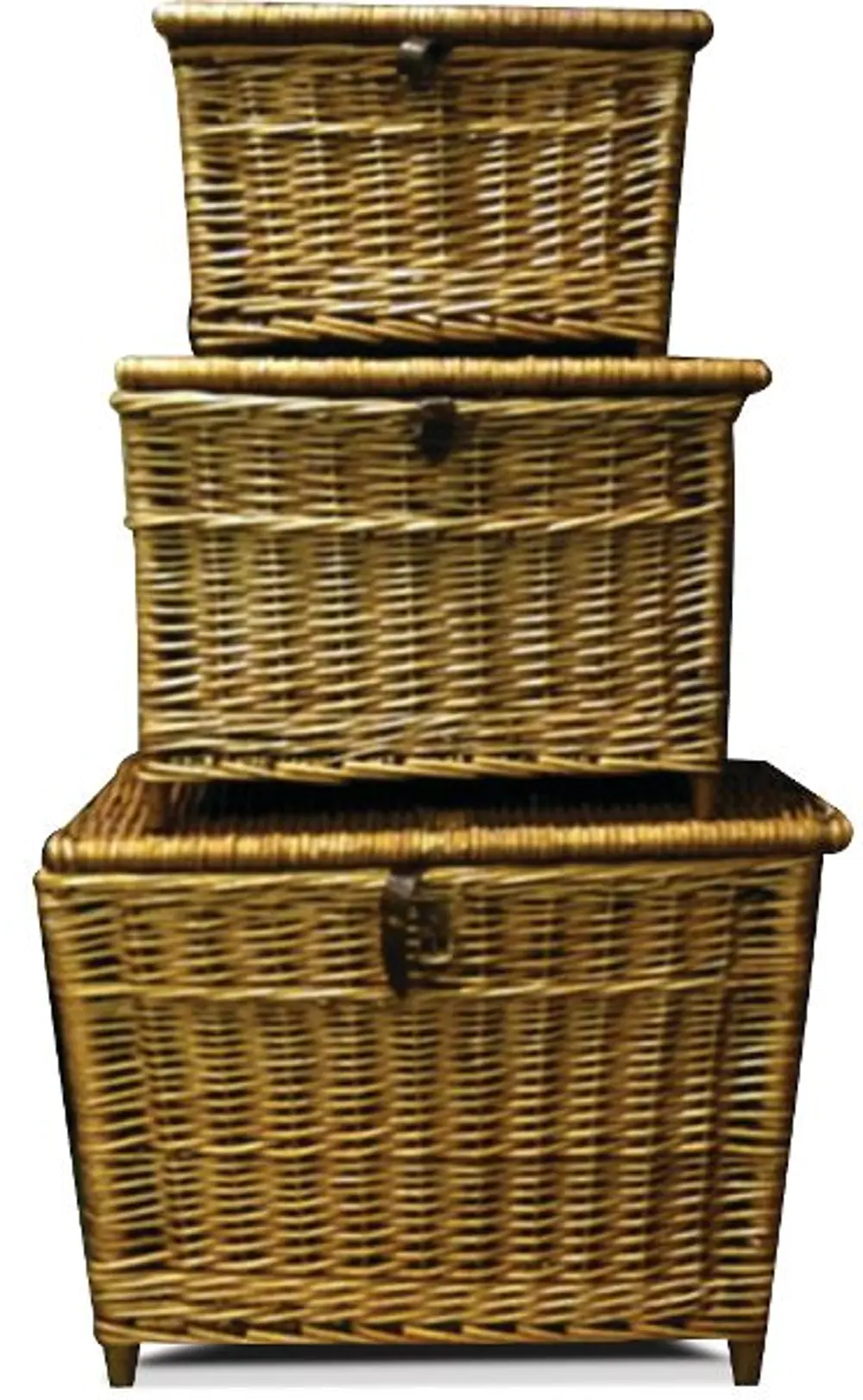 Medium Woven Wicker Lidded Fishing Basket-1
