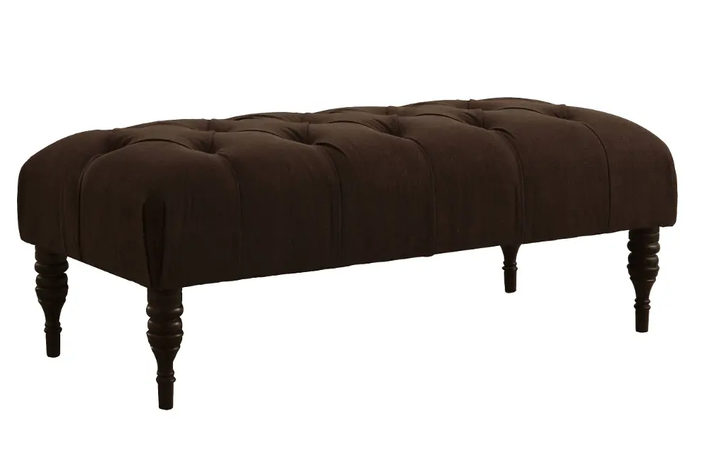 3025LINCHOC Brittany Linen Chocolate Tufted Top Bench-1