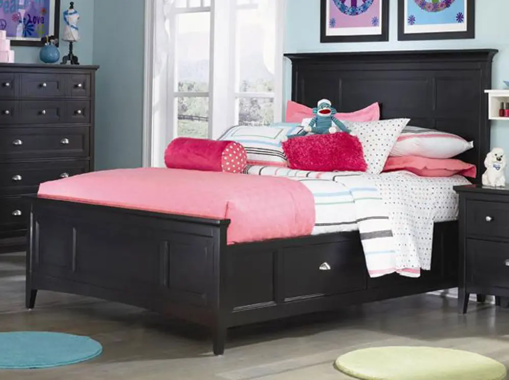 Classic Contemporary Black Twin Bed - Bennett-1