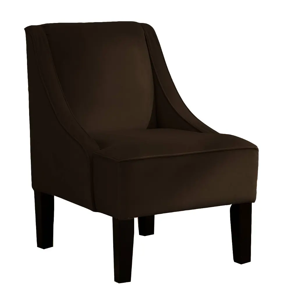 72-1VCHOC Velvet Chocolate Brown Swoop Arm Chair-1