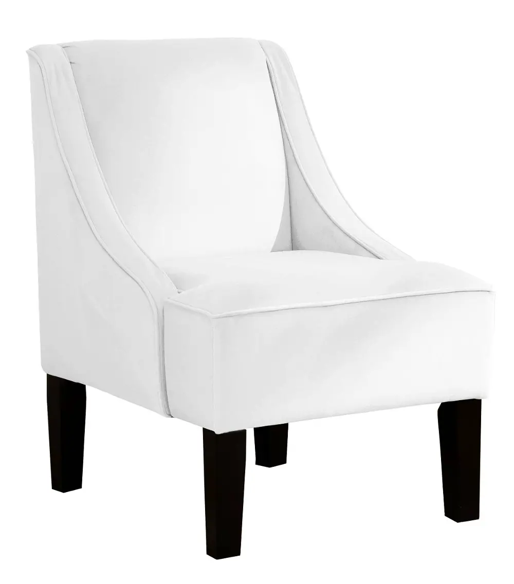 72-1VWHT Velvet White Swoop Arm Chair-1