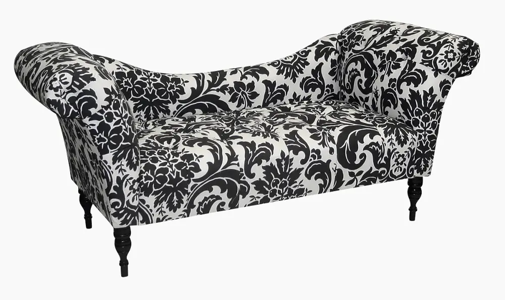 6006FRZBLK-WHT Skyline Furniture Tufted Chaise Lounge-1