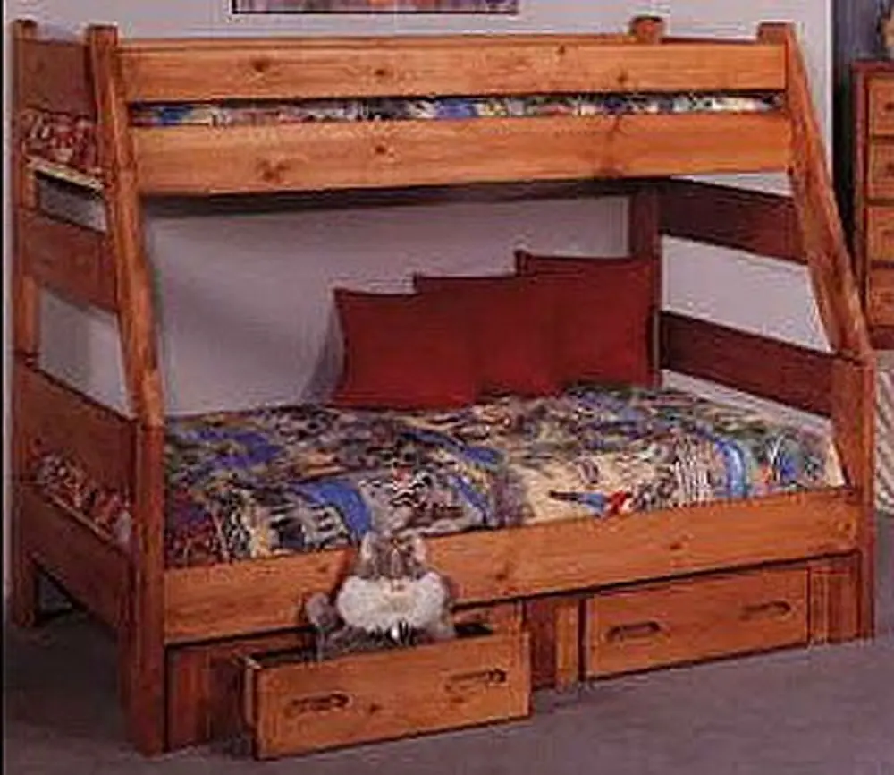 Cinnamon Rustic Pine Twin-over-Full Bunk Bed with Drawers - Palomino -1