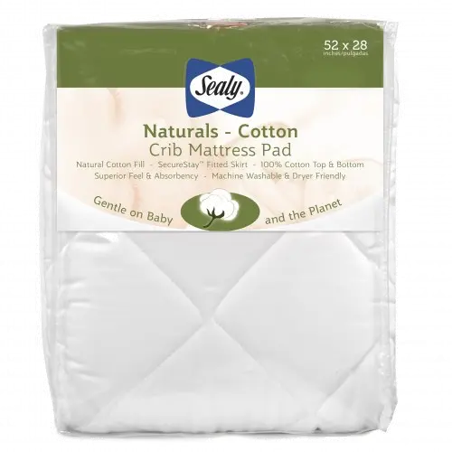 ED003-QCX Sealy Naturals-Cotton Fitted Crib Mattress Pad sku ED003-QCX