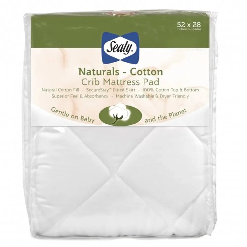 ED003-QCX Sealy Naturals-Cotton Fitted Crib Mattress Pad-1