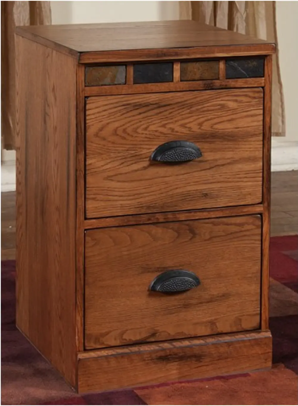 Brown 2 Drawer Wood File Cabinet-1