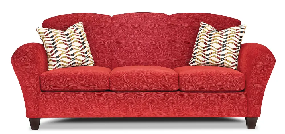 90 Inch Red Upholstered Sofa-1