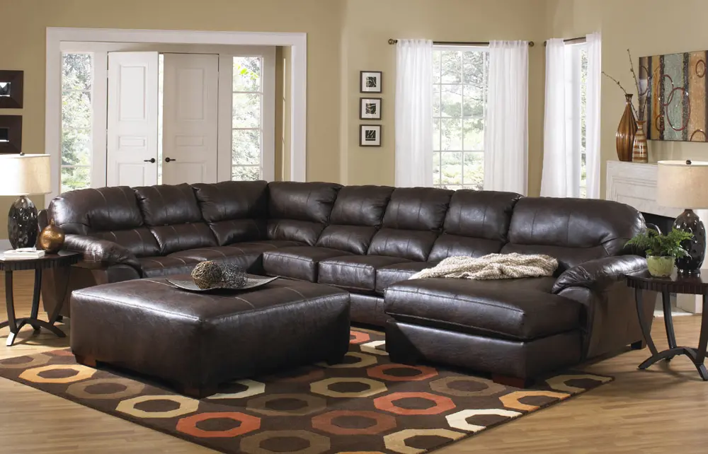 3PC/4243/GODIVA/OPT1 Brown Upholstered 3 Piece Sectional-1