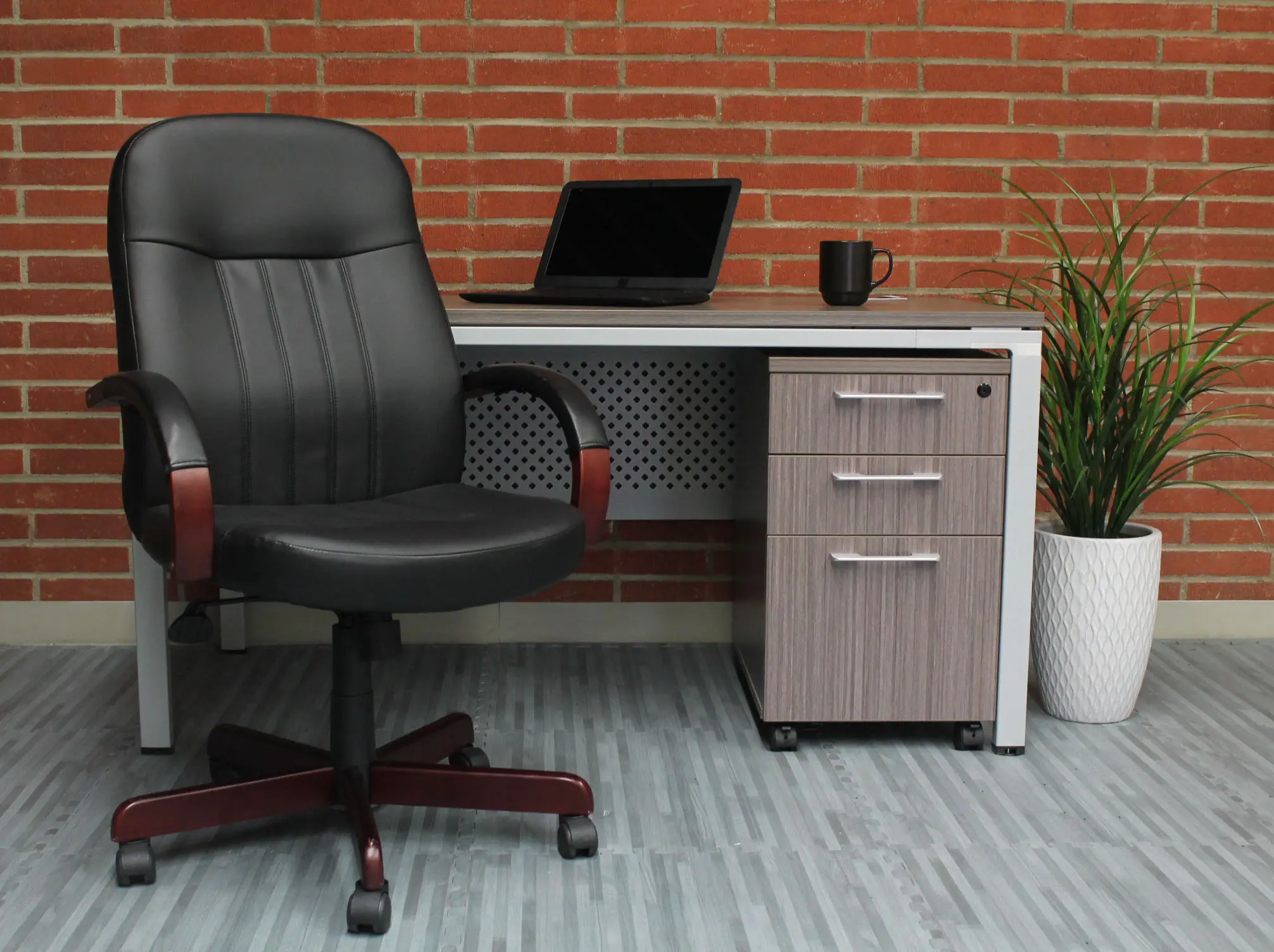 B8376-M Leather Plus Black Office Chair sku B8376-M