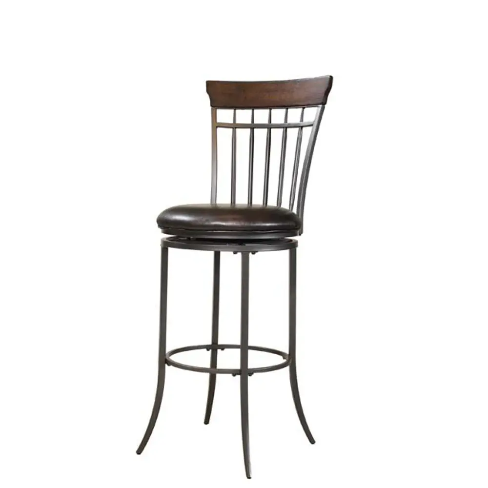 Chestnut Brown Spindle-Back Metal Counter Height Stool - Cameron-1