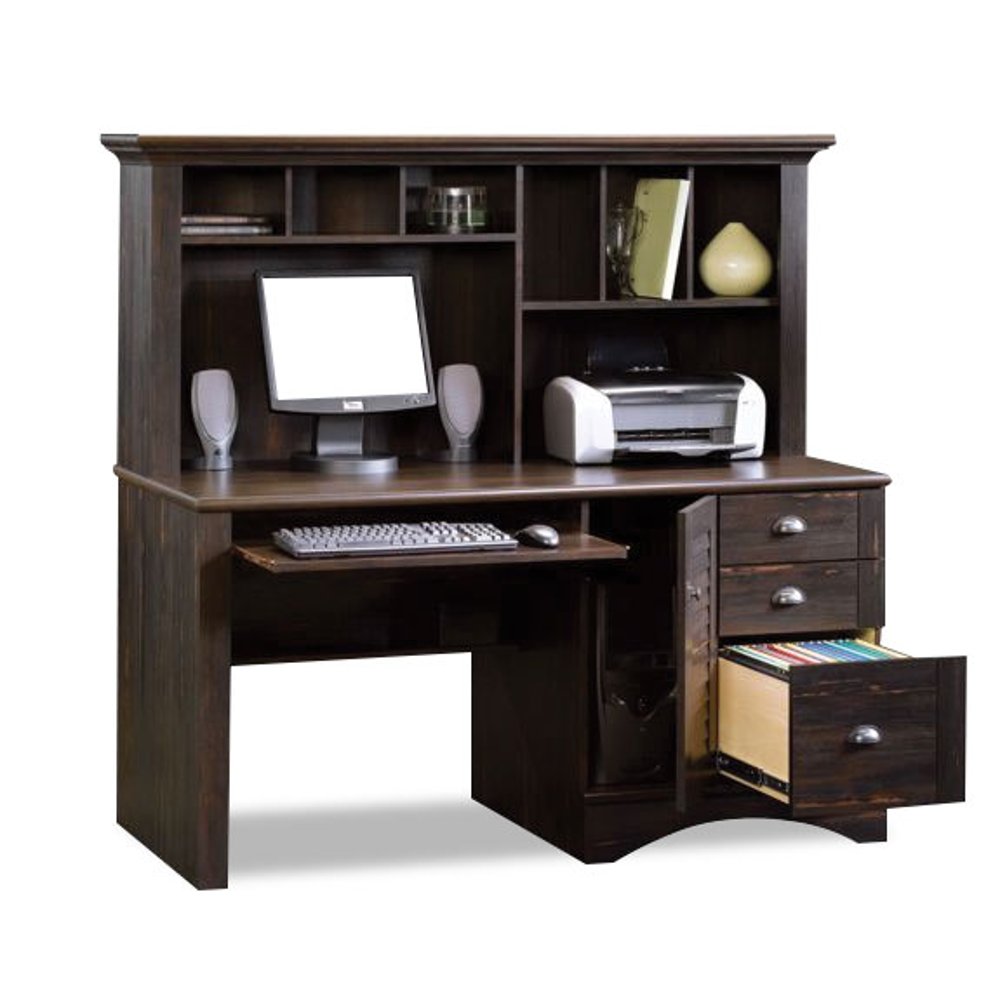 Antique Black Computer Desk With Hutch Harbor View Rc