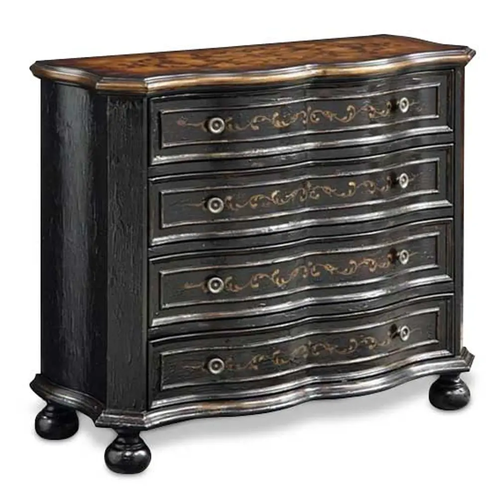 39723 Black 3 Drawer Chest with In-Lay Details-1