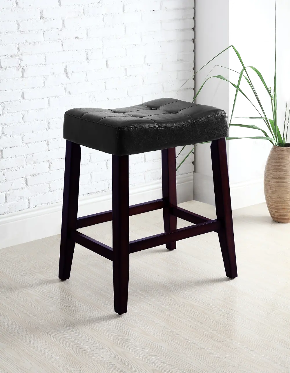Black and Espresso Saddle Counter Height Stool-1