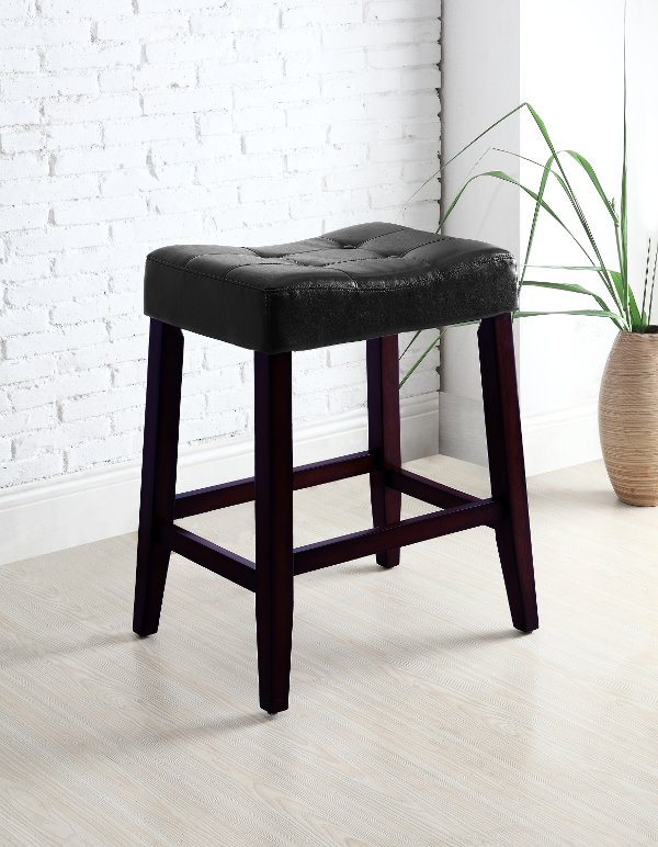 Rc Willey S Bar Stools For Dining Room And Man Caves Black And Espresso Saddle Counter Height Stool