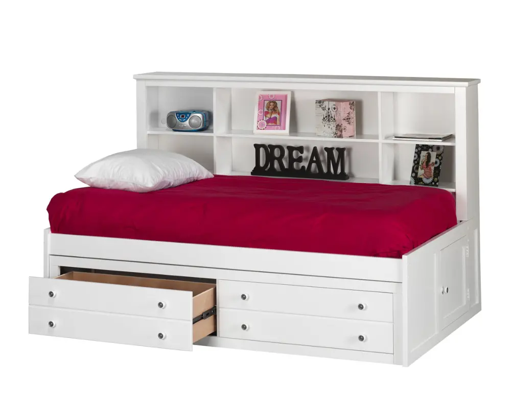Classic White Side Facing Full Storage Bed - Bayfront -1