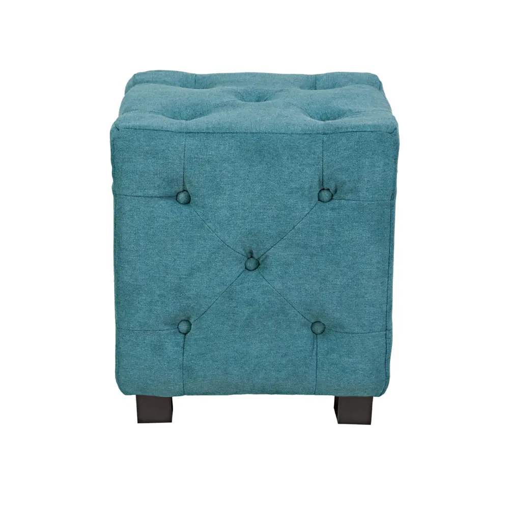 angelo:Home Teal Blue Small Tufted Cube-1