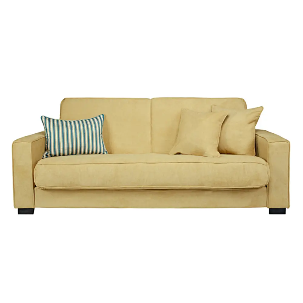 angelo:Home Butter Yellow Upholstered Convert-A-Couch Sofa-1