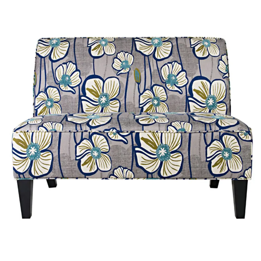 angelo:Home Gray Floral Upholstered Settee-1