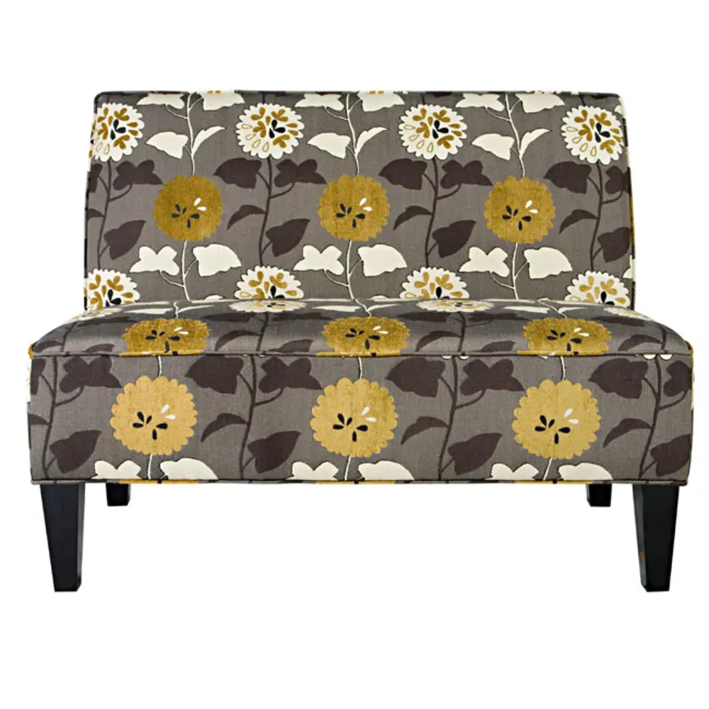 angelo:Home Milk Chocolate Floral Upholstered Settee-1