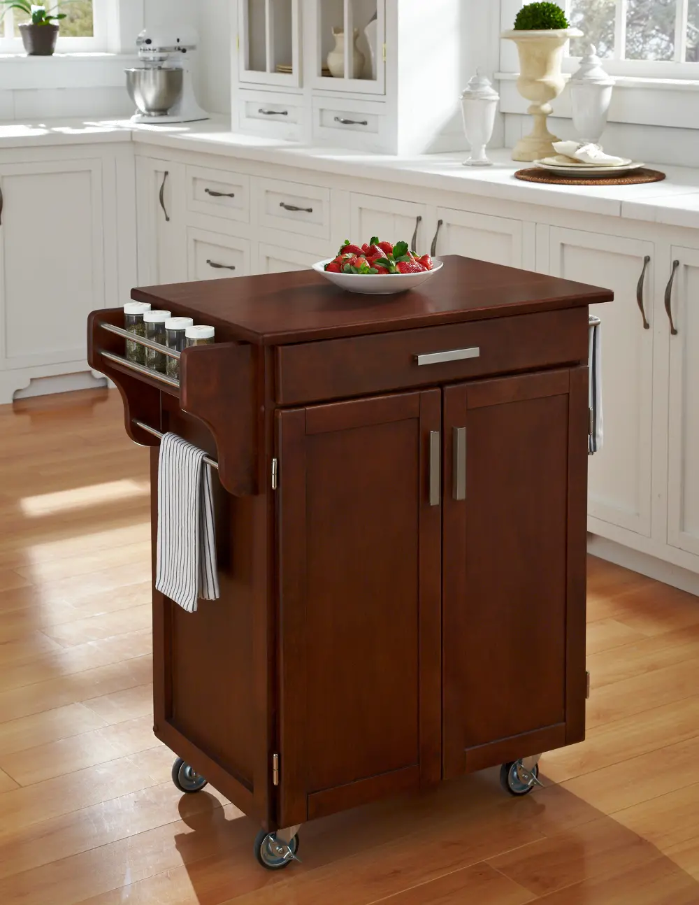 9001-0077G Cherry Kitchen Cart with Cherry Top - Create-a-Cart-1
