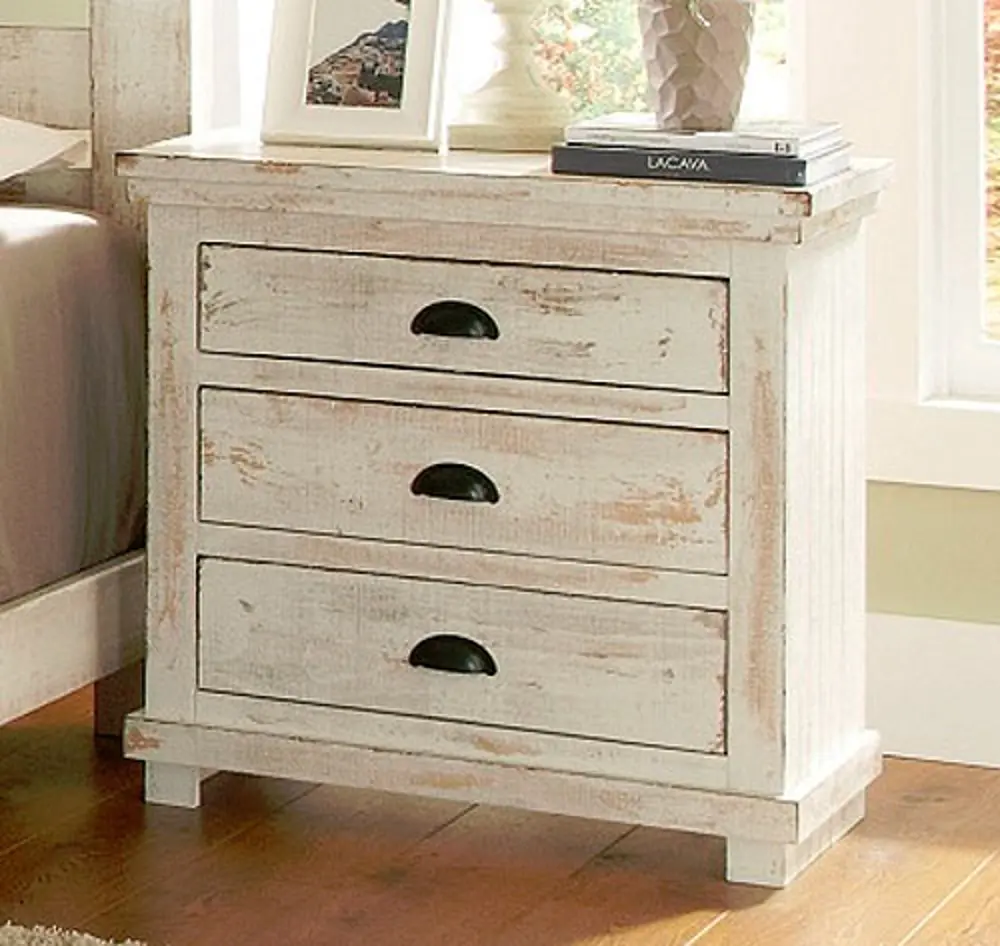 Willow Distressed White Nightstand-1