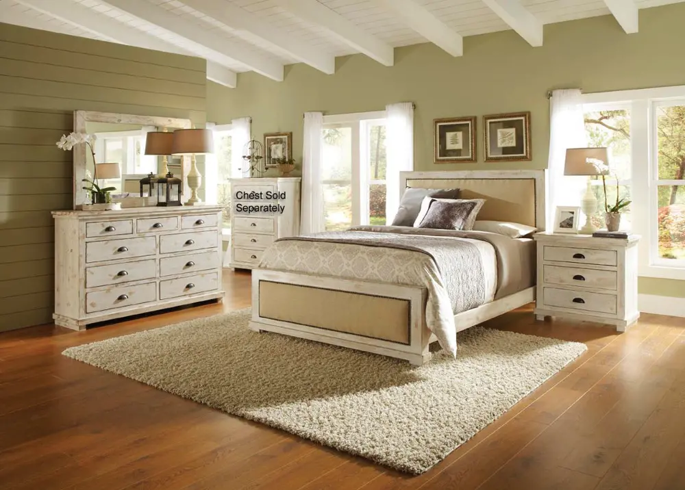 Willow White 4 Piece California King Bed Bedroom Set-1