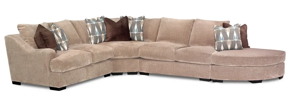 Stone Brown Casual Contemporary 4 Piece Sectional - Monarch-1