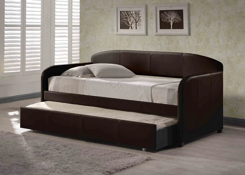 Contemporary Brown Twin Daybed with Trundle - Springfield-1