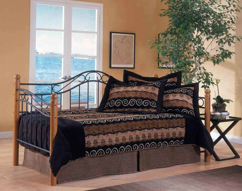 Oak & Black Daybed with Trundle - Winsloh-1
