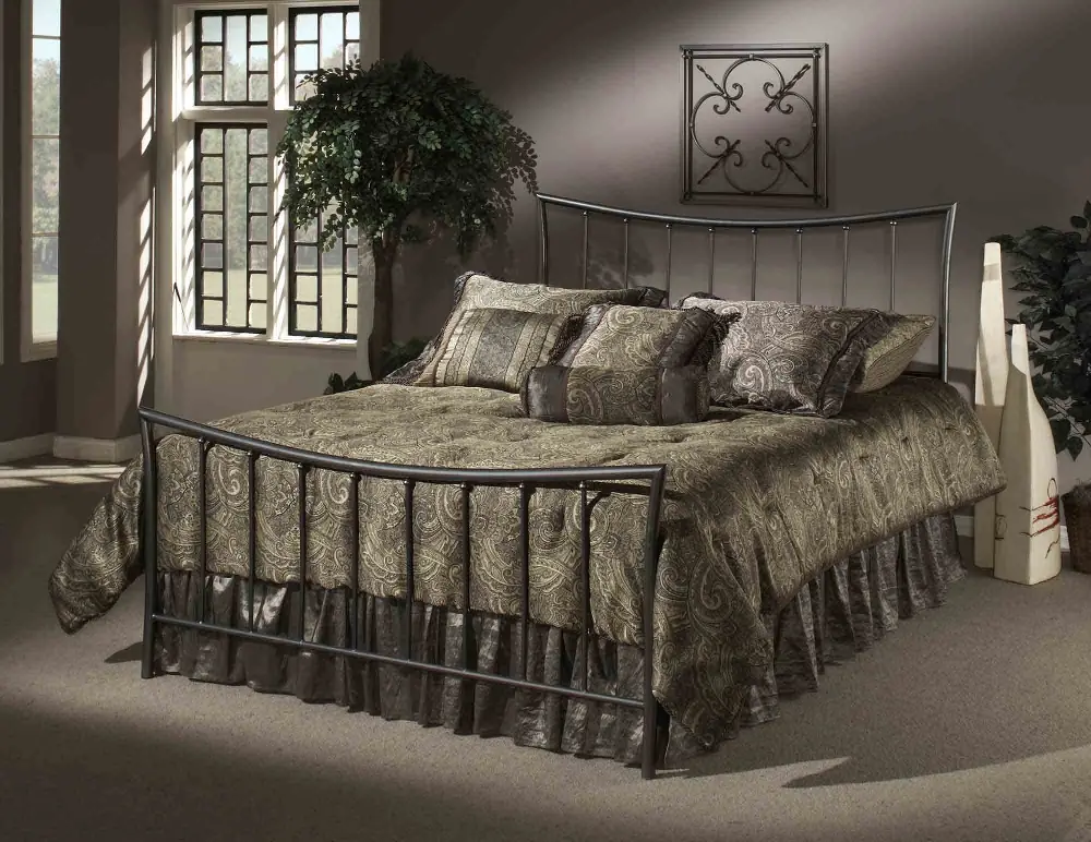 Contemporary Pewter Queen Metal Bed - Edgewood-1