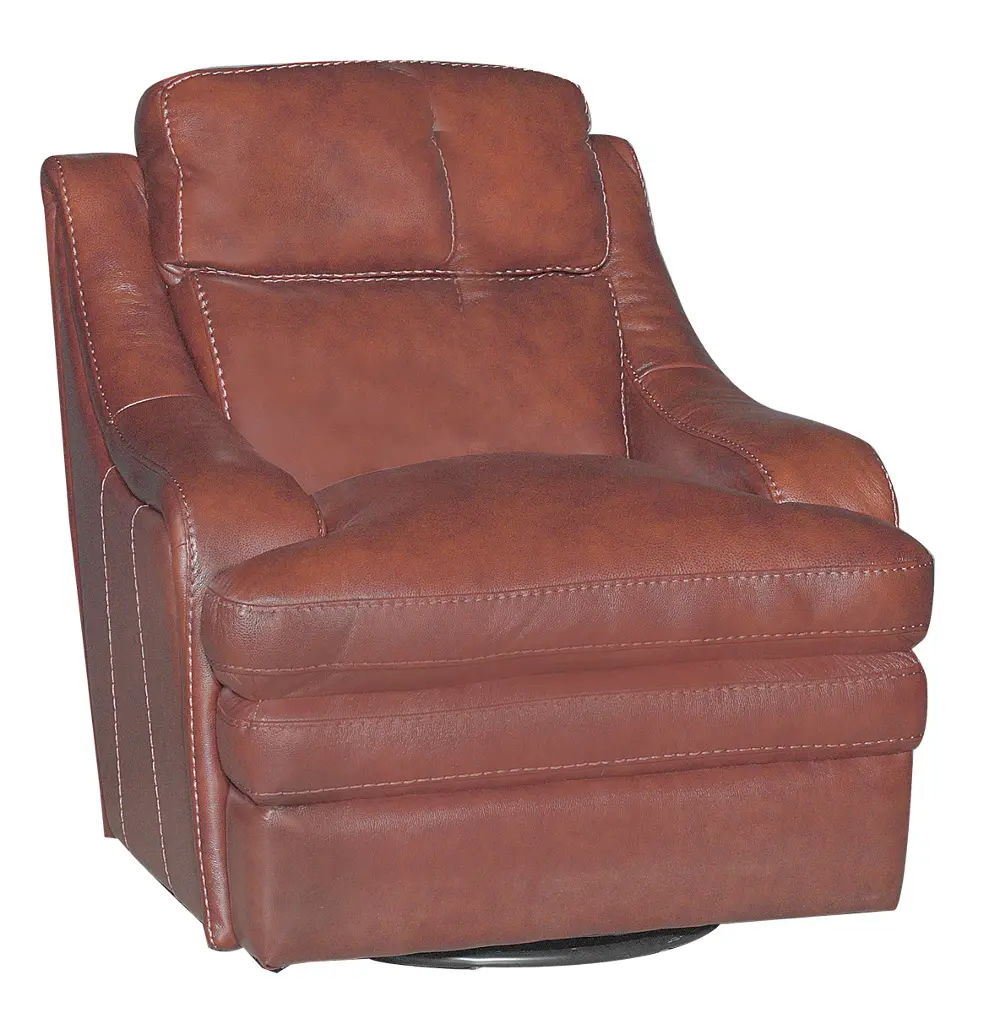 38 Inch Brown Leather-Match Swivel Chair-1