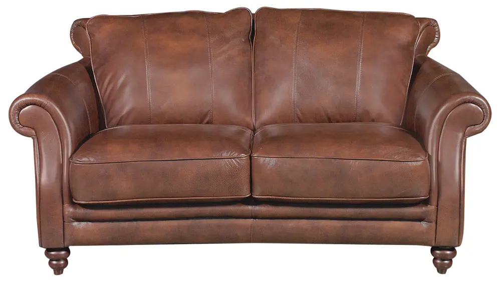 70 Inch Tobacco Leather Loveseat-1