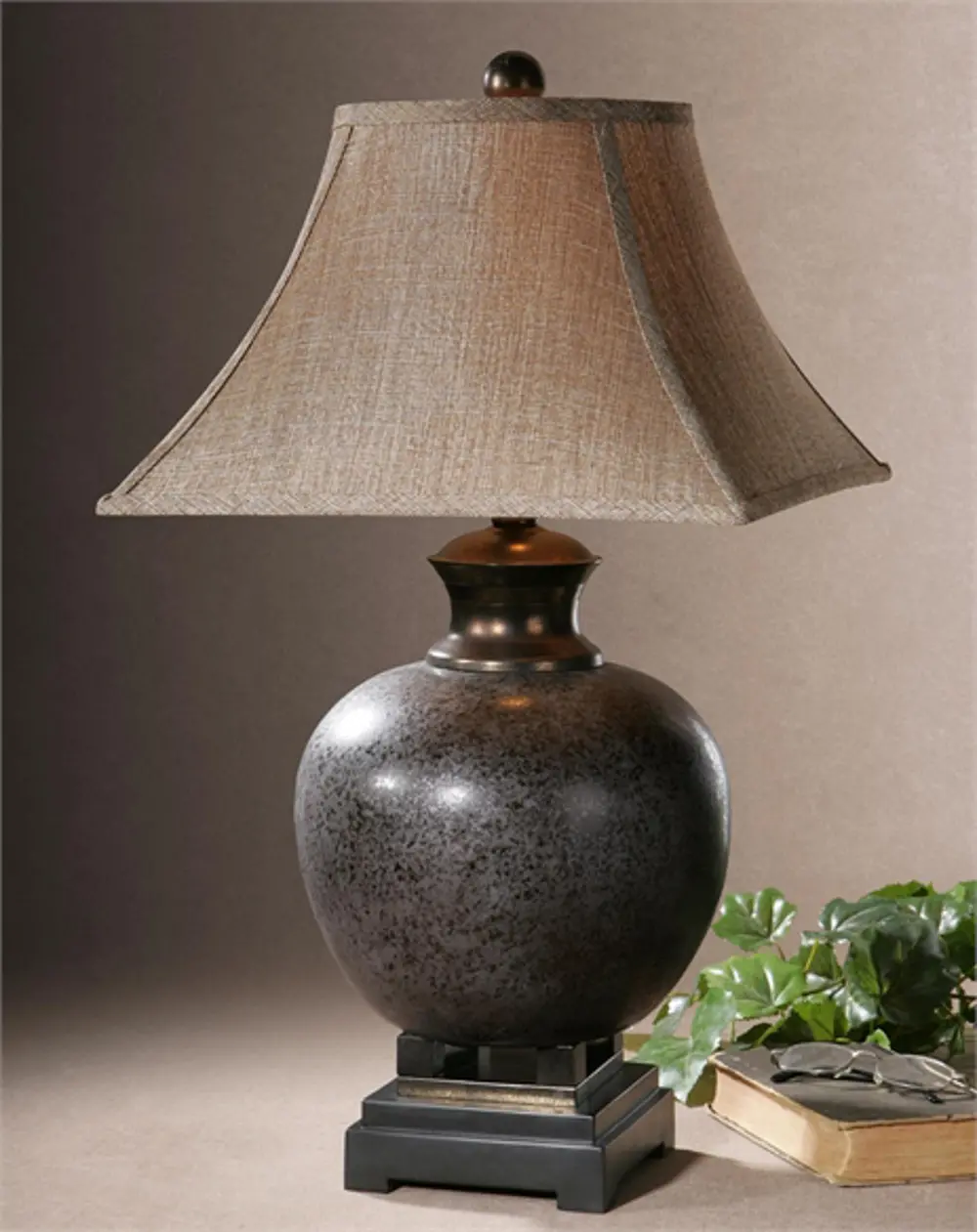 Rust Brown Table Lamp with Black Accents-1