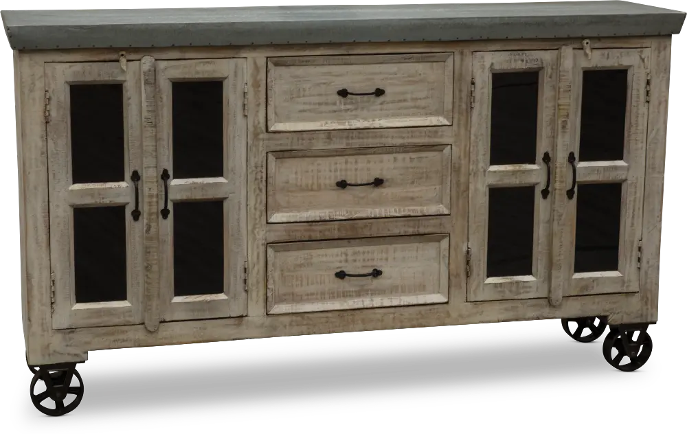 Natural Wood and Galvanized Metal Cabinet-1