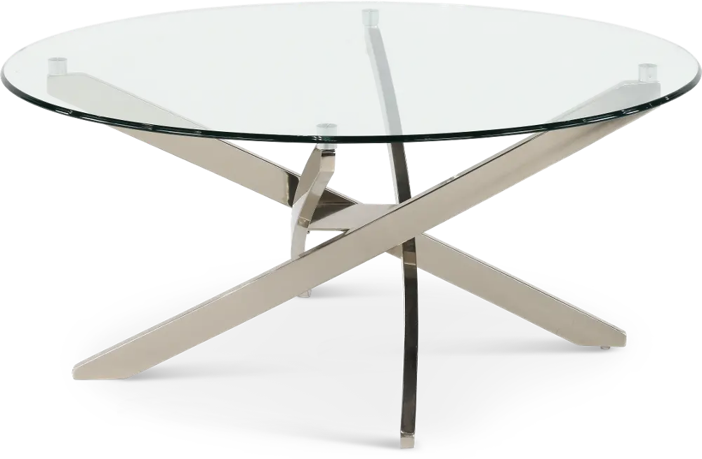 Zila Round Cocktail Table with Glass Top-1